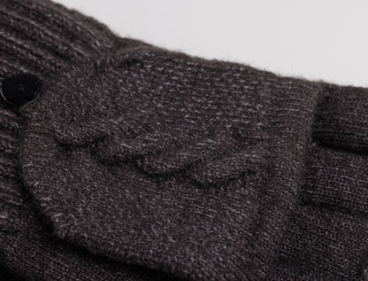 Lancetti dámske pletené rukavice bez prstov s klopou