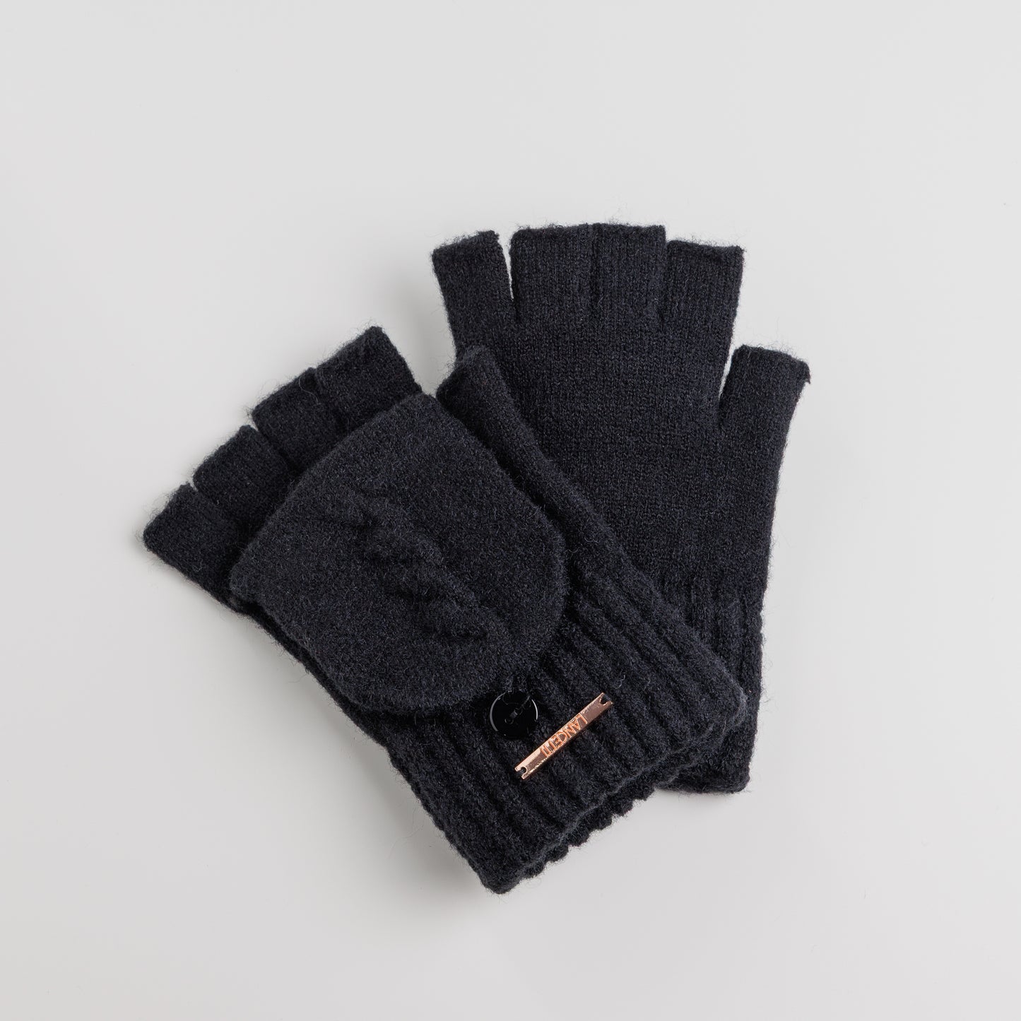 Lancetti dámske pletené rukavice bez prstov s klopou