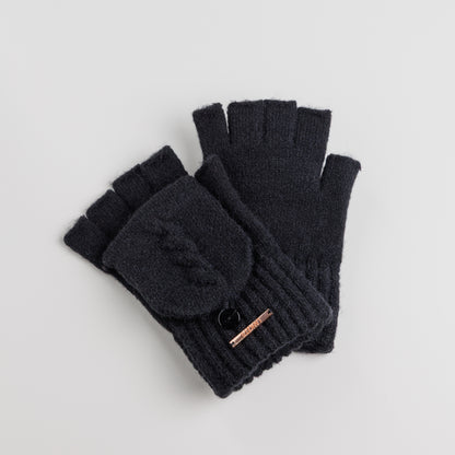 Lancetti dámske pletené rukavice bez prstov s klopou